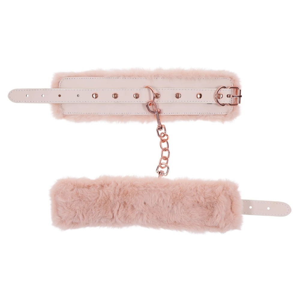 Handcuffs Faux Fur Fetish Restraints Rose Gold Peaches n Creme - Picture 2 of 6